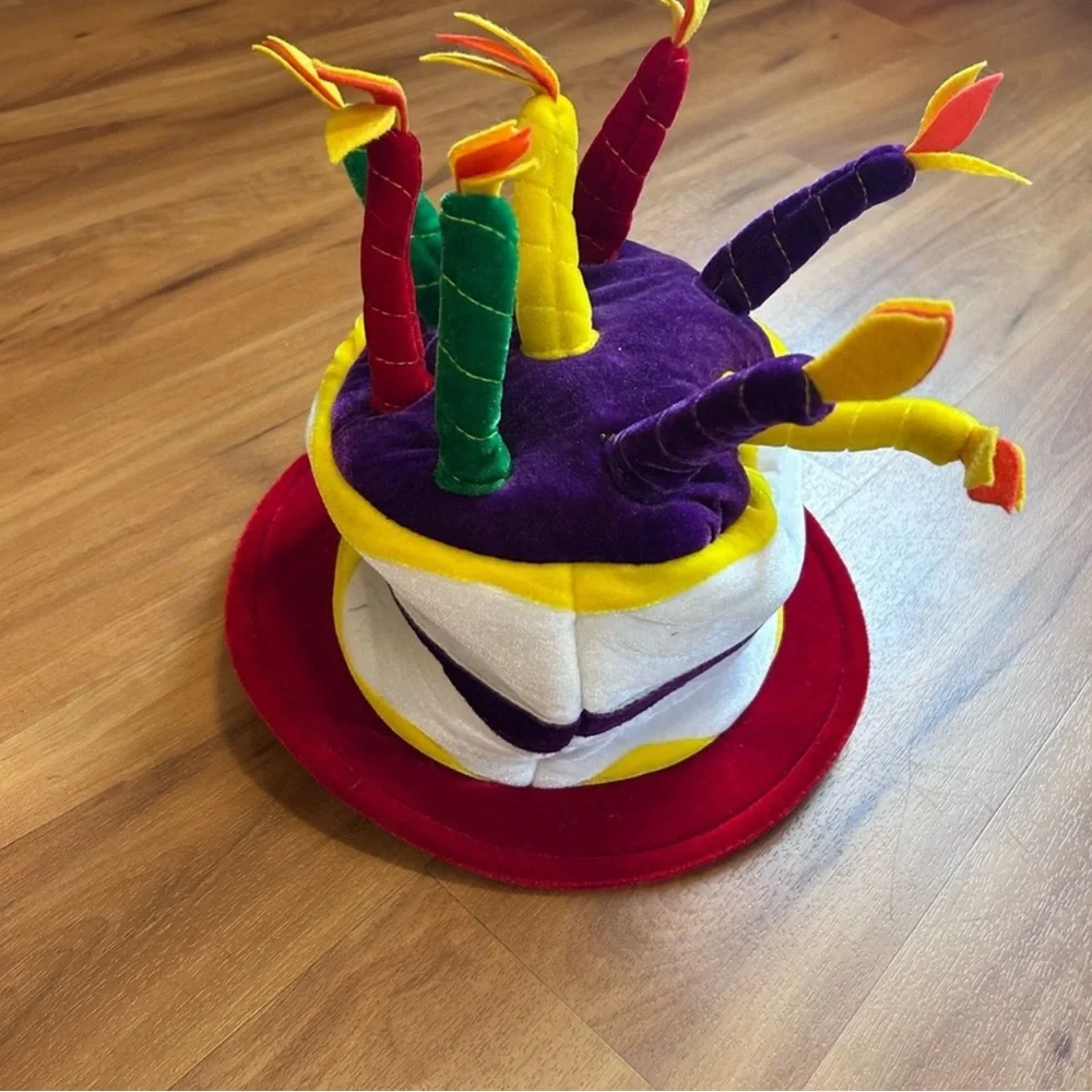 Festive Birthday Cake Hat with Colorful Candles